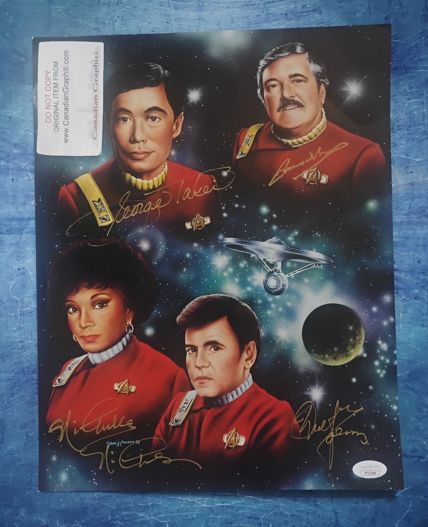Star Trek Cast Signed 11x14 Photo JSA COA Nichelle Nichols, George Takei, James Doohan & Walter Koenig
