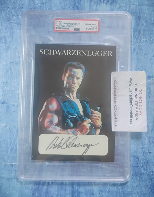 Arnold Schwarzenegger Hand Signed Autograph Photo Slabbed PSA COA Commando