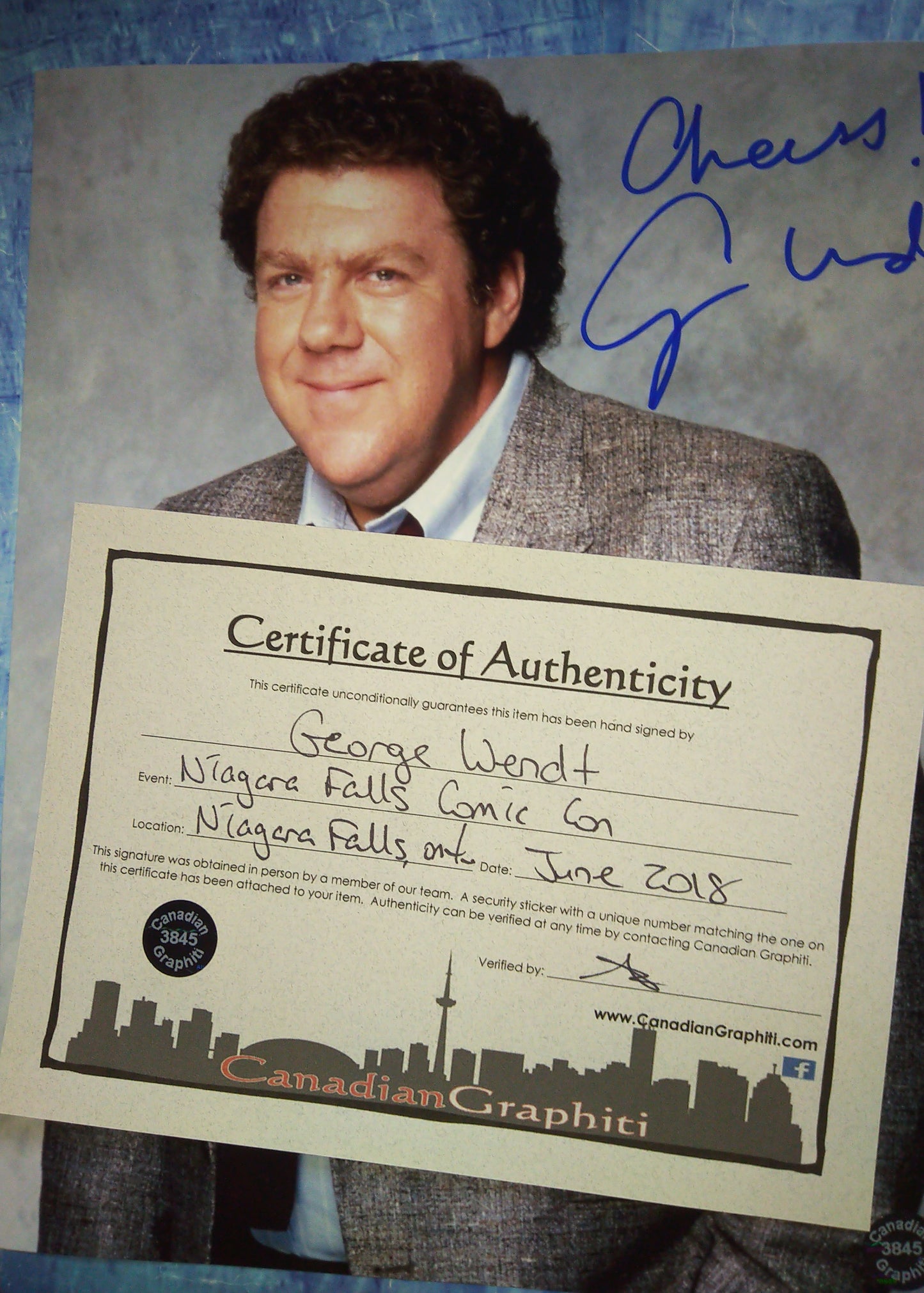 George Wendt Hand Signed Autograph 8x10 Photo COA Cheers