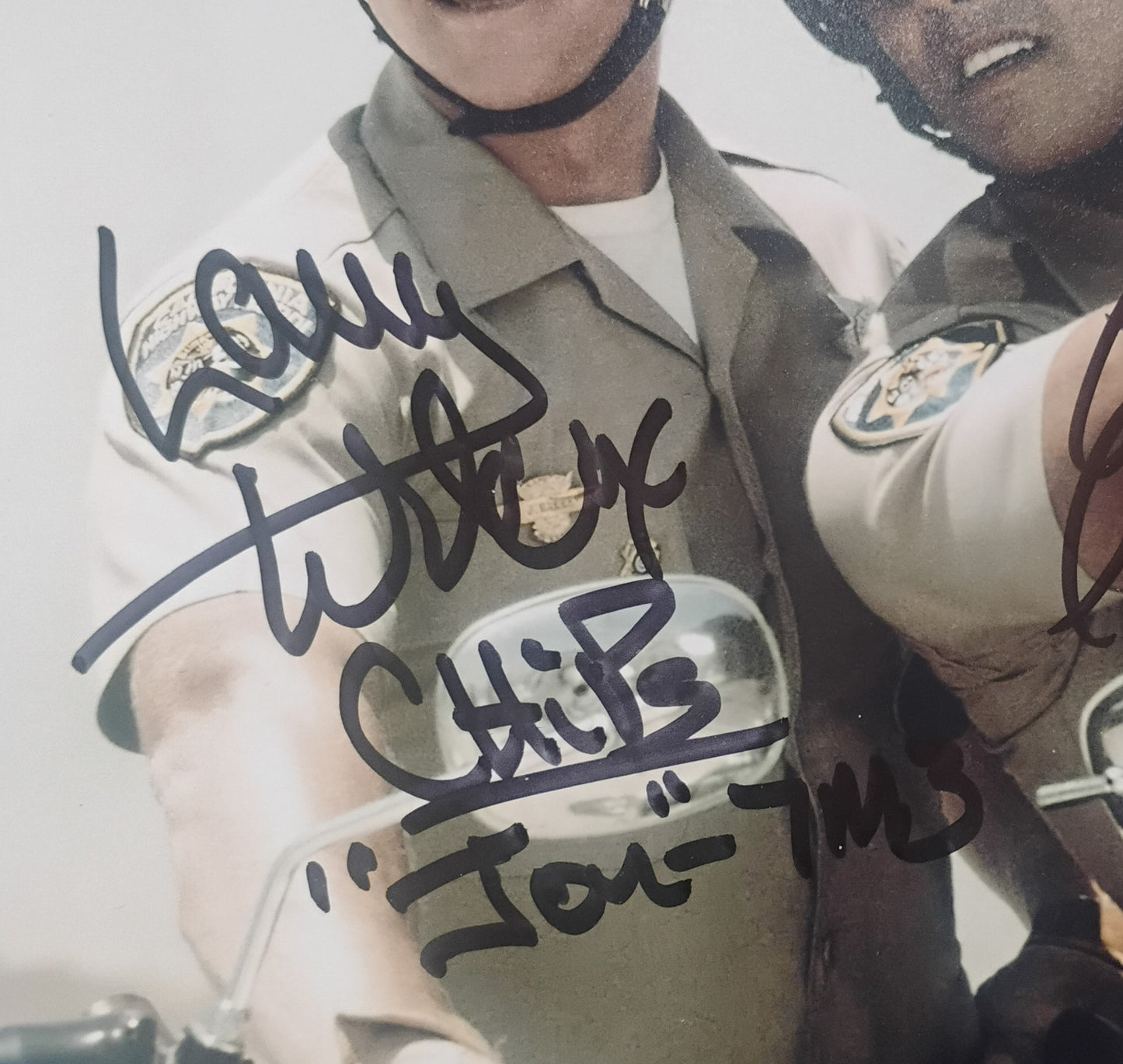 Erik Estrada & Larry Wilcox Hand Signed Autograph 8x10 Photo COA JSA Chips