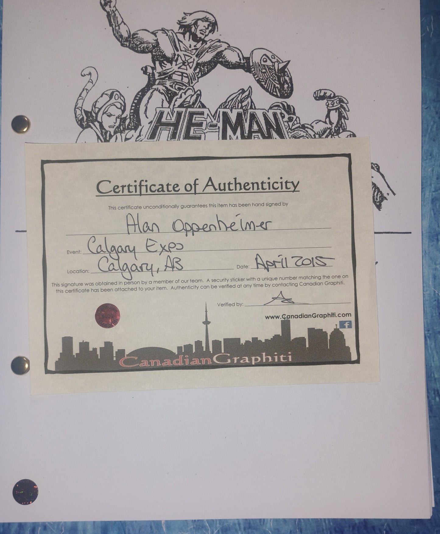Alan Oppenheimer Hand Signed Autograph He-Man Script COA