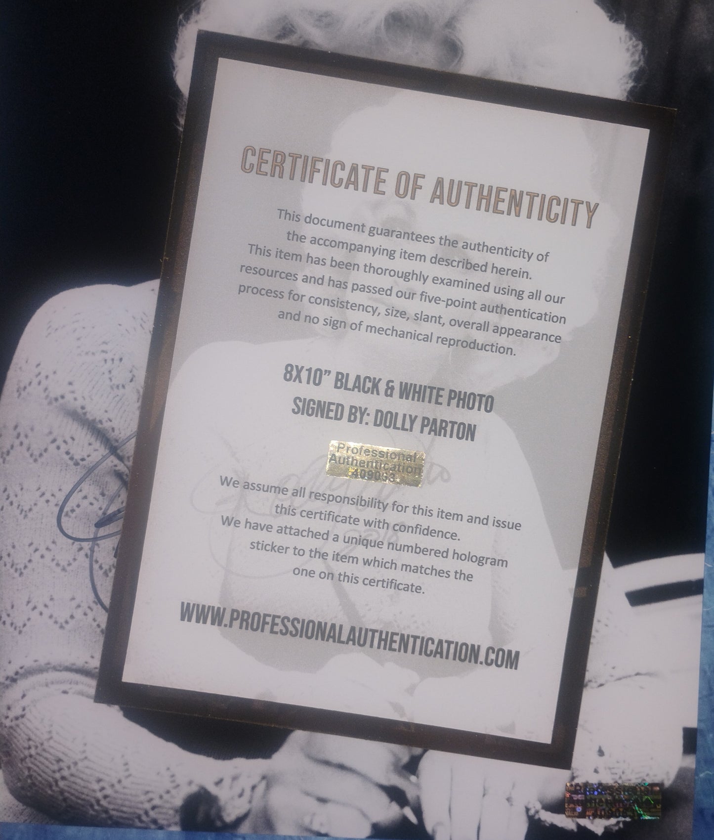 Dolly Parton Hand Signed Autograph 8x10 Photo COA