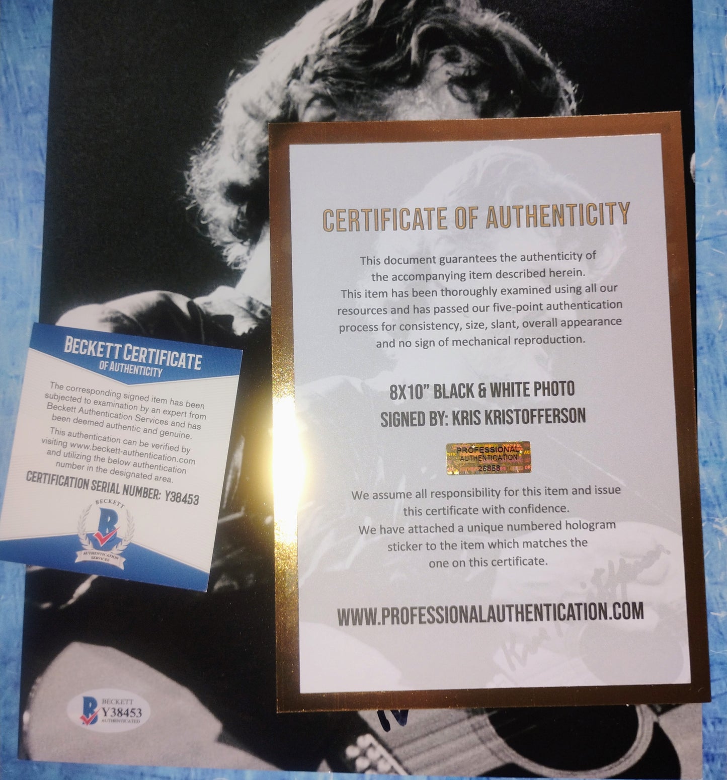 Kris Kristofferson Hand Signed Autograph 8x10 Photo BAS COA