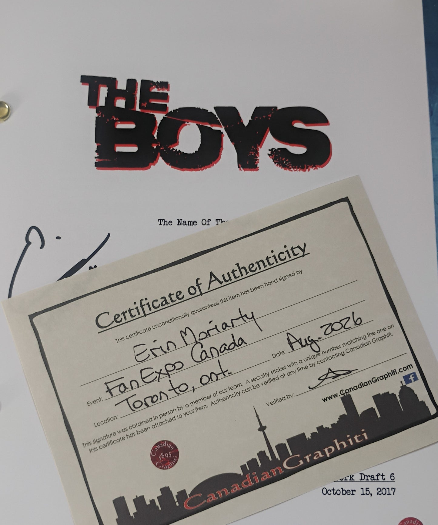 Erin Moriarty Hand Signed Autograph The Boys Script OPix COA