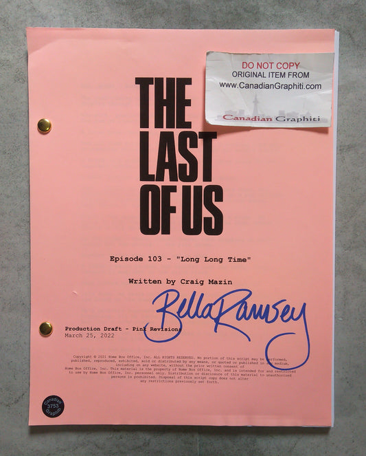 Bella Ramsey Hand Signed Autograph The Last Of Us Script COA