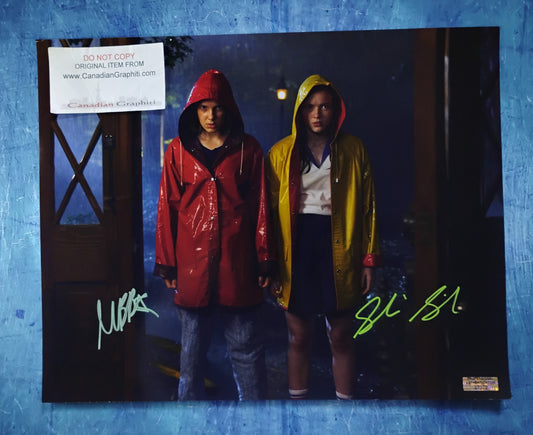 Sadie Sink & Millie Bobby Brown Hand Signed Autograph 11x14 Photo COA Stranger Things