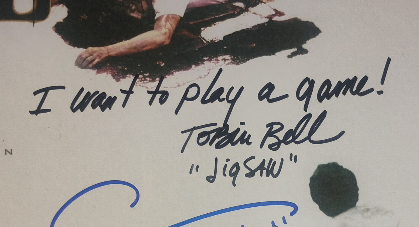 Tobin Bell, Leigh Whannell & Cary Elwes Hand Signed Autograph Photo COA Saw