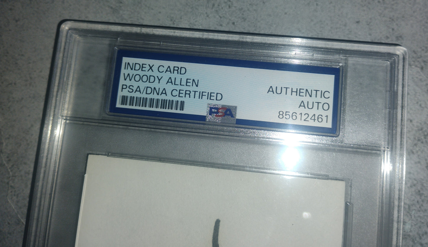Woody Allen Hand Signed Autograph Index Card PSA COA