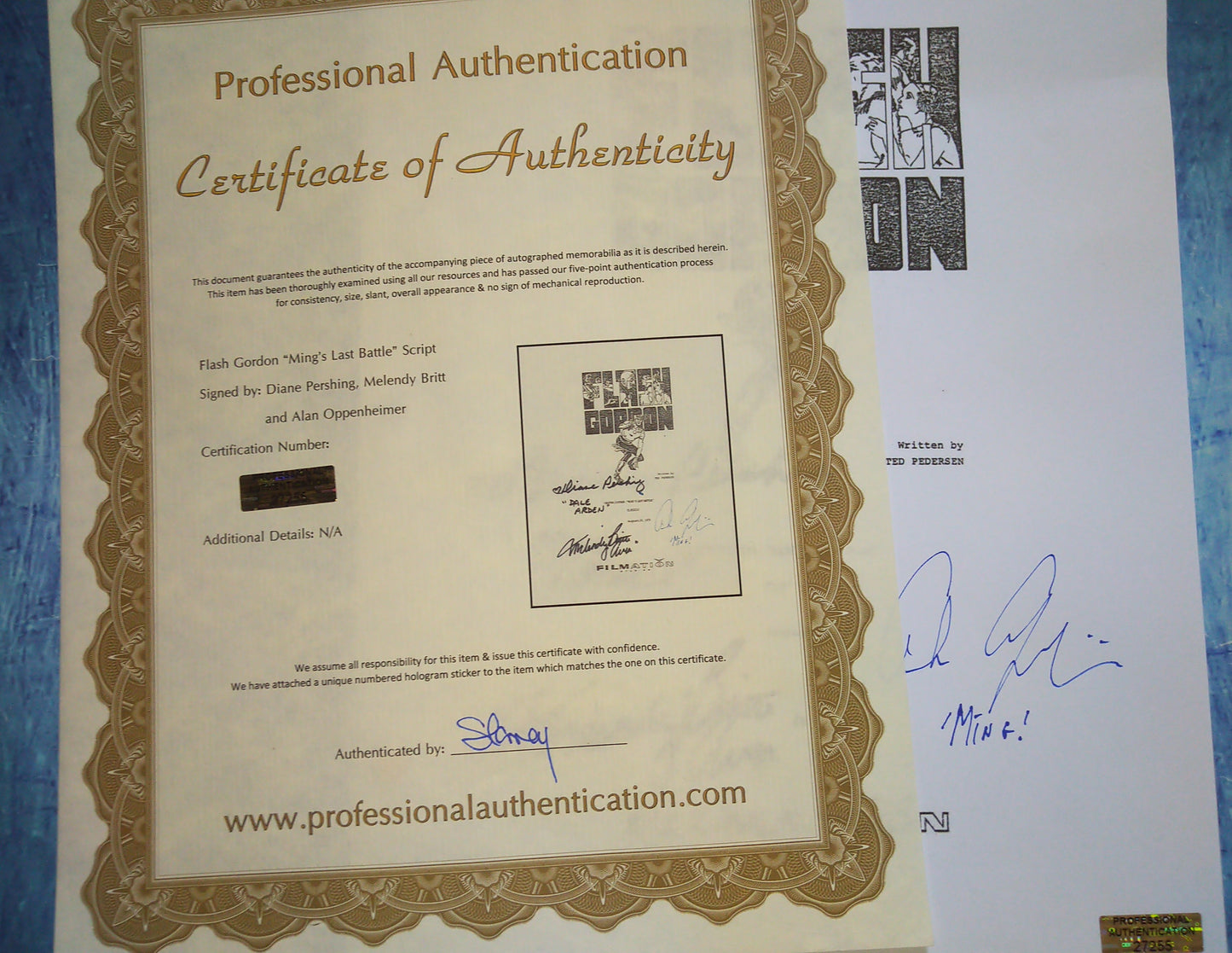 Flash Gordon 3x Cast Hand Signed Autograph Script COA