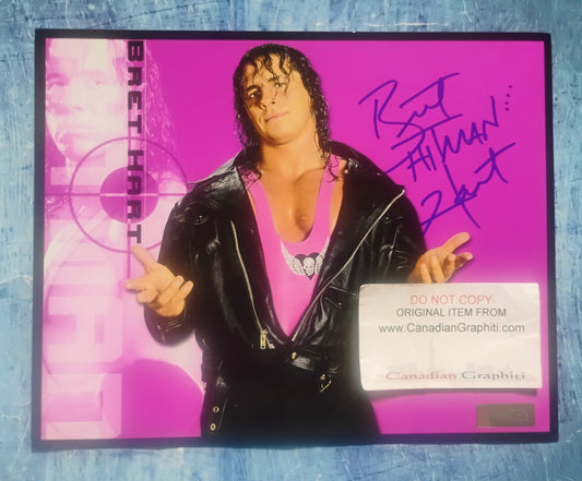 Bret The Hitman Hart Hand Signed Autograph 8x10 Photo COA