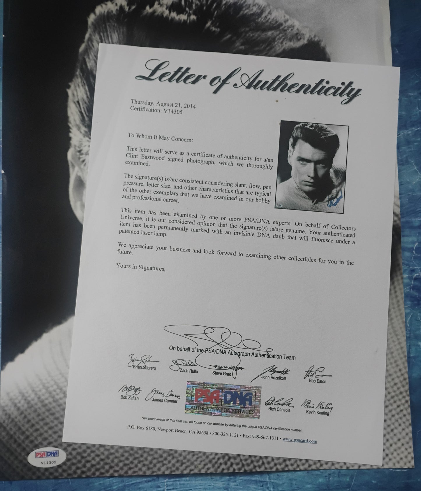 Clint Eastwood Hand Signed Autograph 11x14 Photo PSA COA