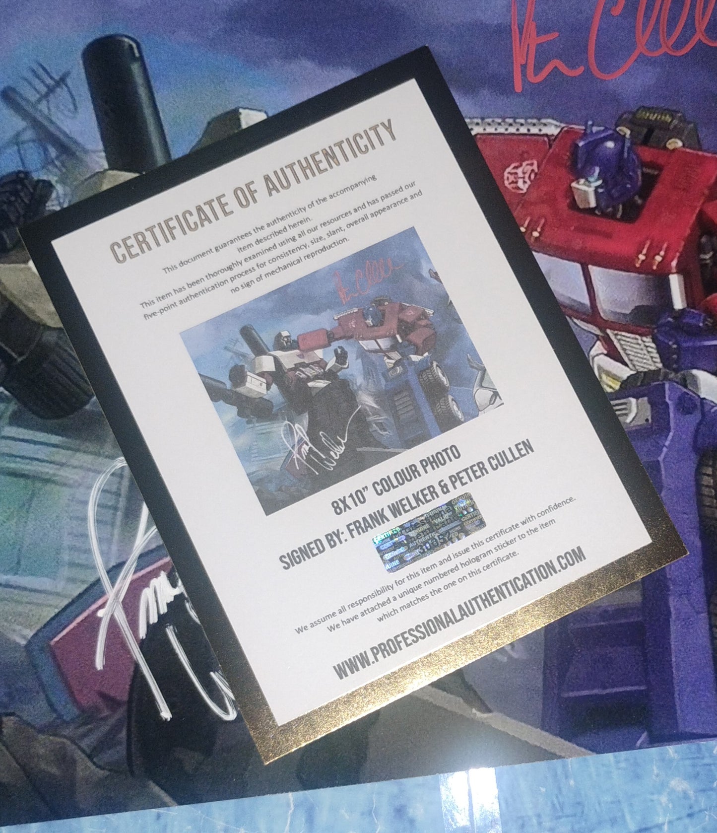 Peter Cullen & Frank Welker Hand Signed Autograph 8x10 Photo COA Transformers