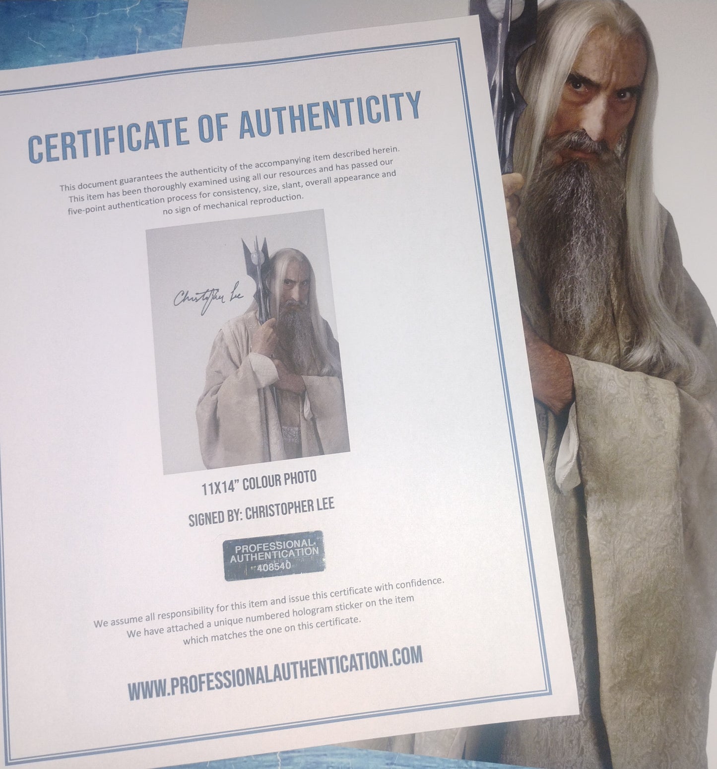 Christopher Lee Hand Signed Autograph 11x14 Photo COA Lord Of The Rings