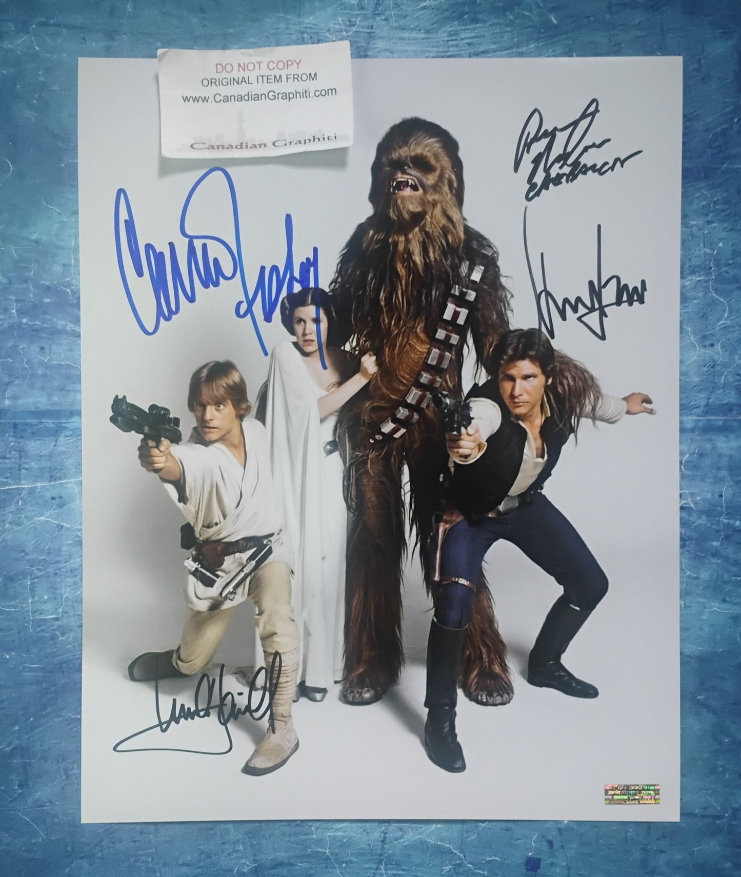 Star Wars Hand Signed Autograph 11x14 Photo COA Mark Hamill, Carrie Fisher, Harrison Ford & Peter Mayhew