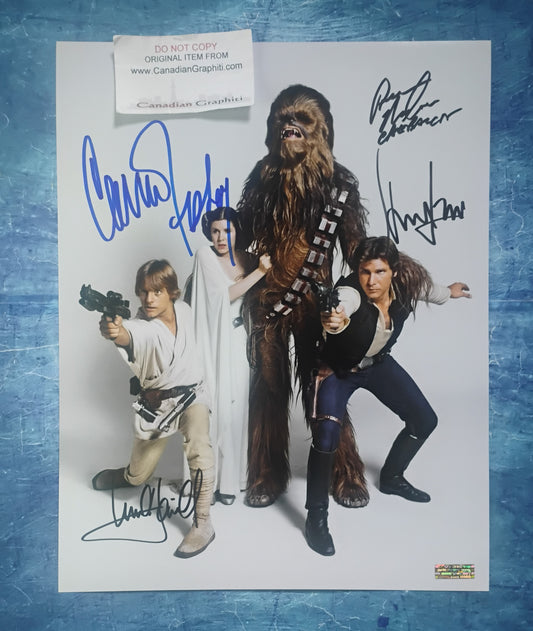 Star Wars Hand Signed Autograph 11x14 Photo COA Mark Hamill, Carrie Fisher, Harrison Ford & Peter Mayhew