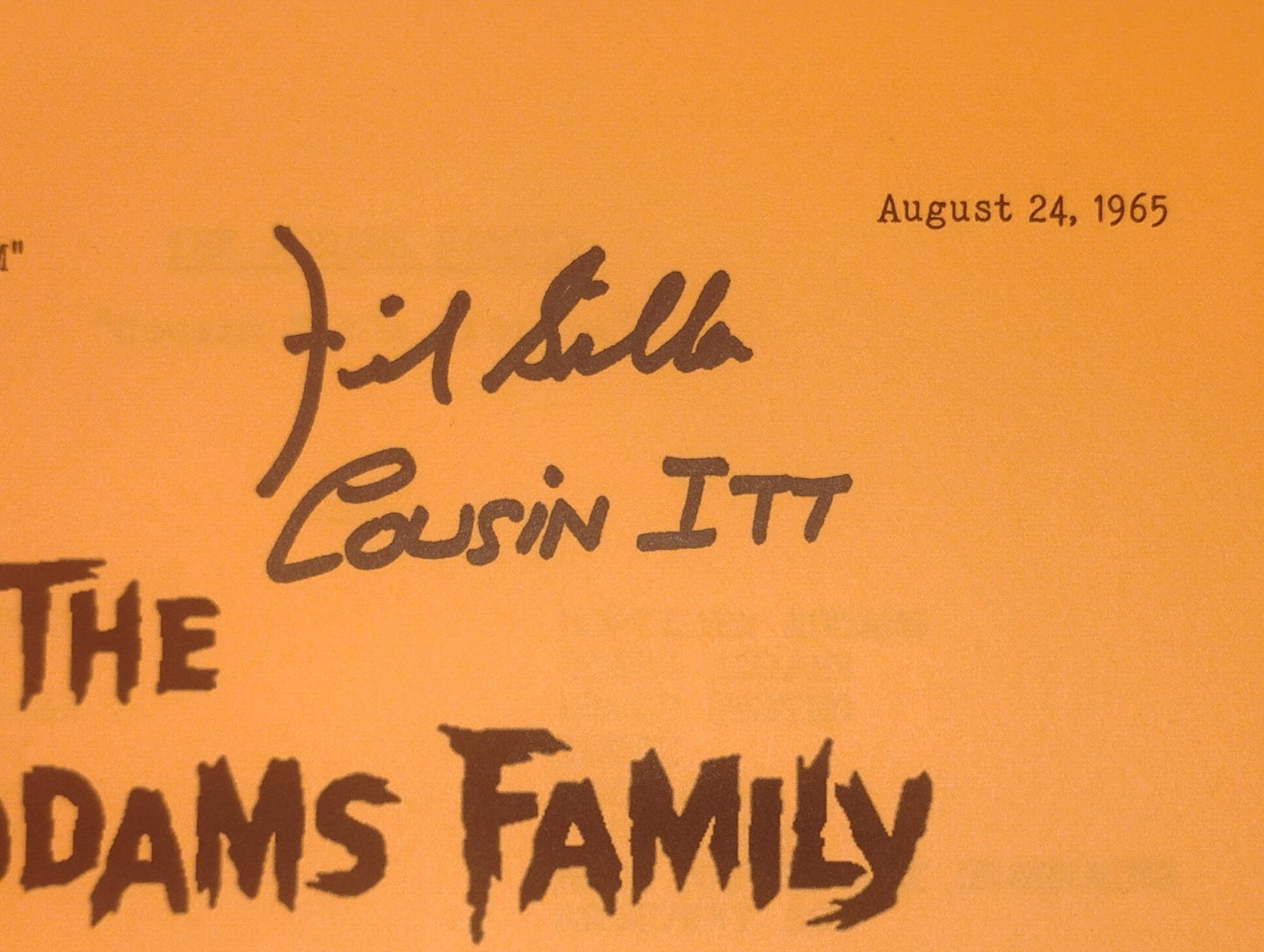 John Astin & Felix Silla Hand Signed Autograph The Addams Family Script COA