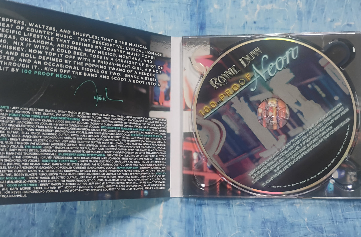 Ronnie Dunn Hand Signed Autograph CD 100 Proof Neon JSA COA