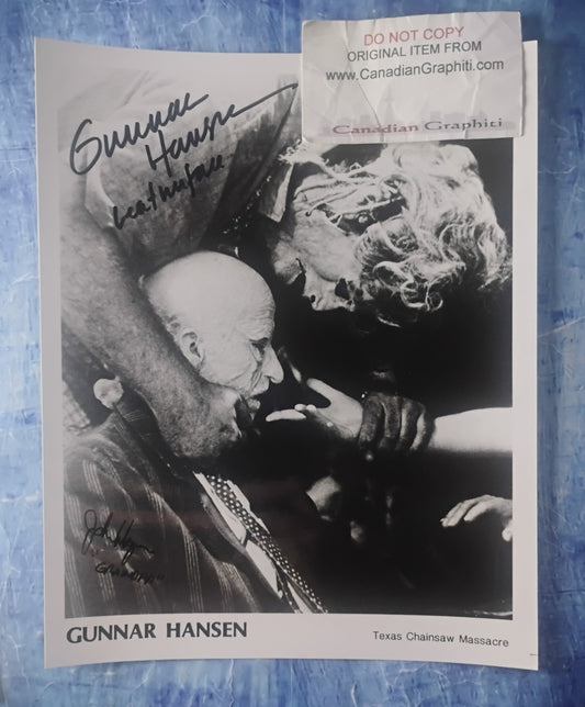 Gunnar Hansen & John Dugan Hand Signed Autograph 8x10 Photo JSA COA Texas Chainsaw Massacre