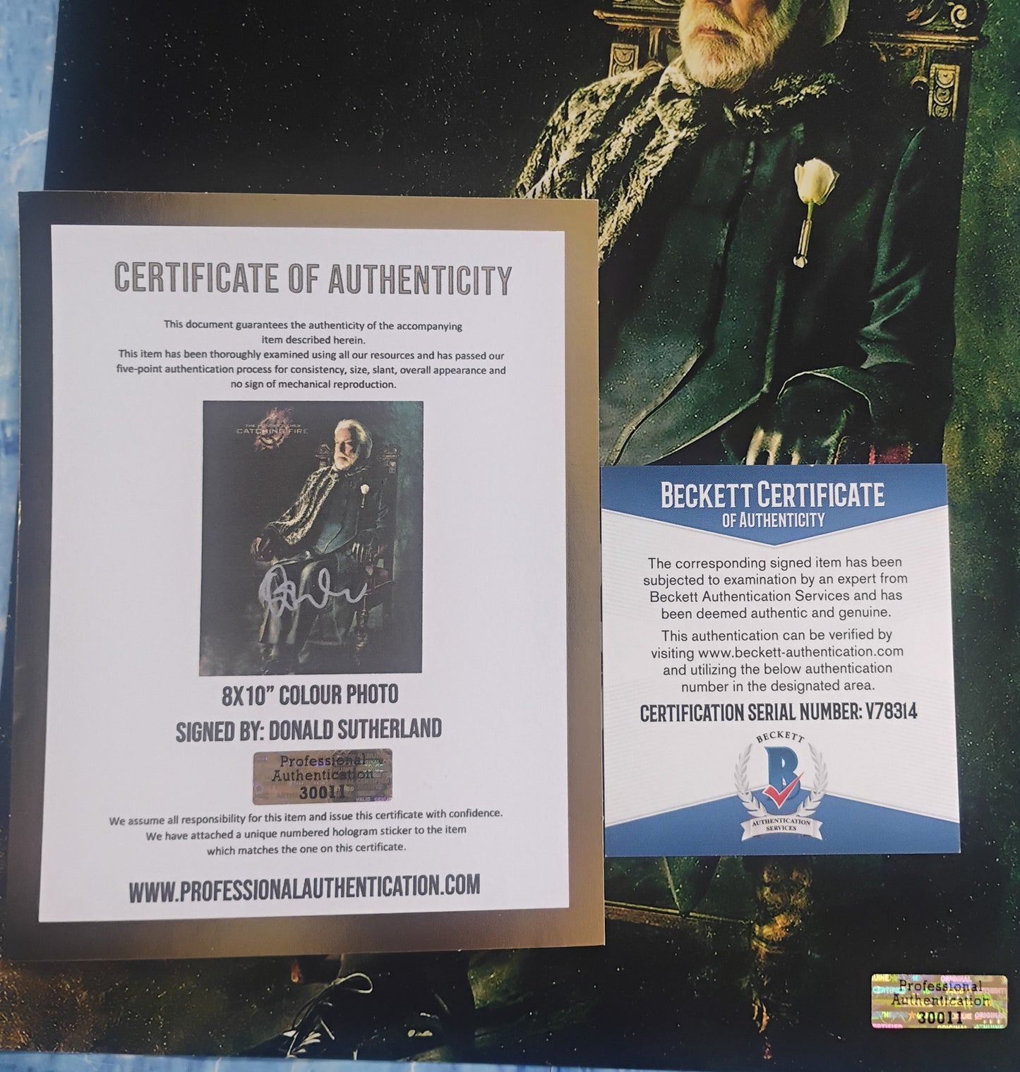Donald Sutherland Hand Signed Autograph 8x10 Photo BAS COA Hunger Games