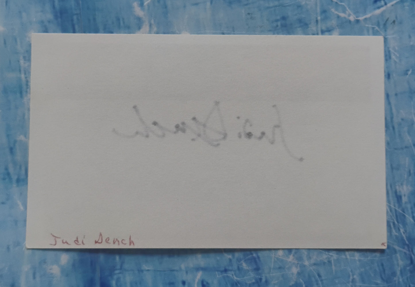 Judi Dench Hand Signed Autograph Index Card BAS COA James Bond
