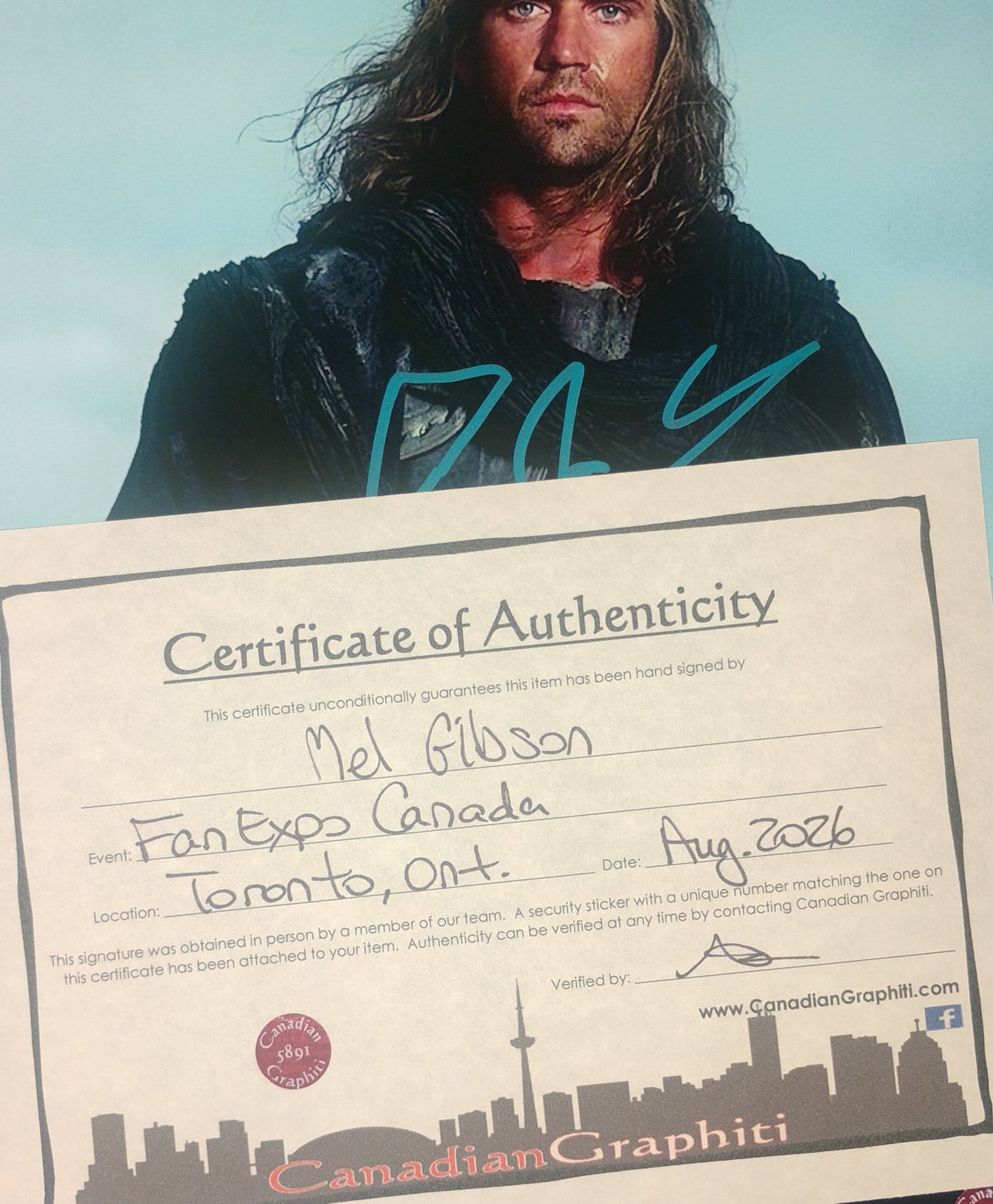 Mel Gibson Hand Signed Autograph 8x10 Photo COA Braveheart