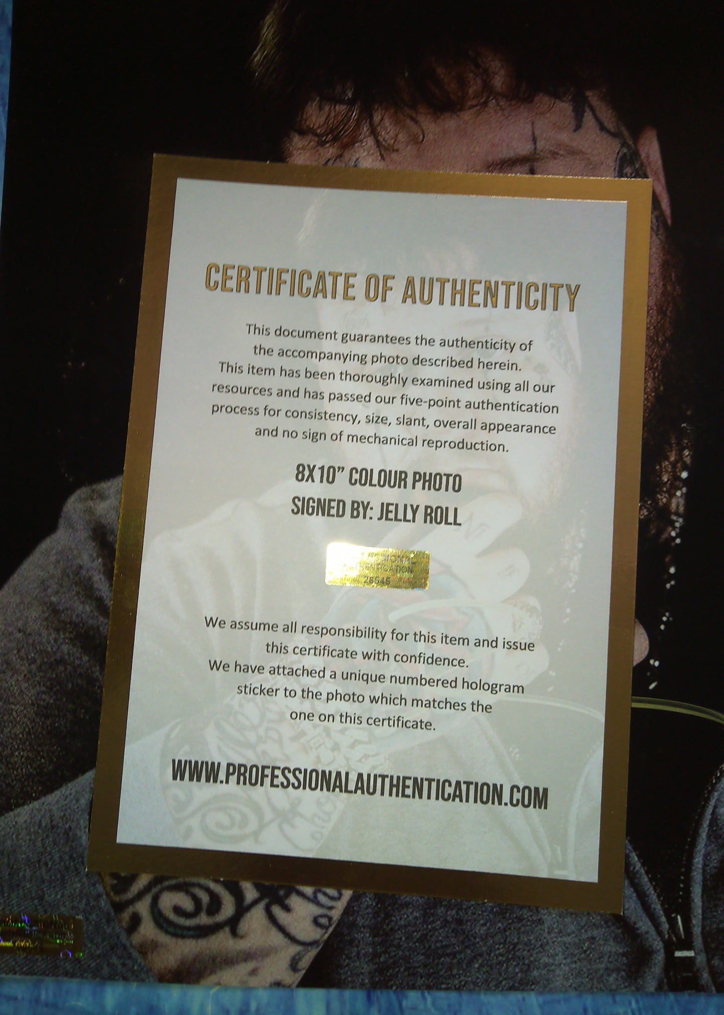 Jelly Roll Hand Signed Autograph 8x10 Photo COA