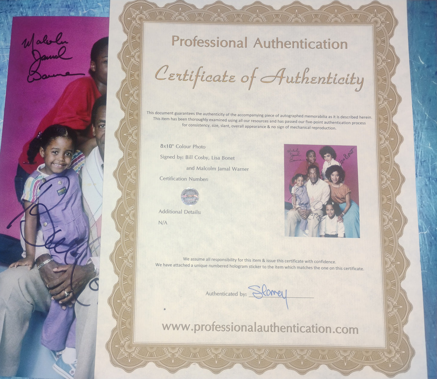 Bill Cosby, Lisa Bonet & Malcolm-Jamal Waner Hand Signed Autograph 8x10 Photo COA