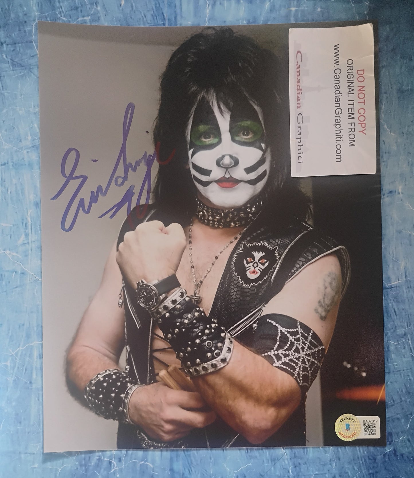 Eric Singer KISS Hand Signed Autograph 8x10 Photo BAS COA