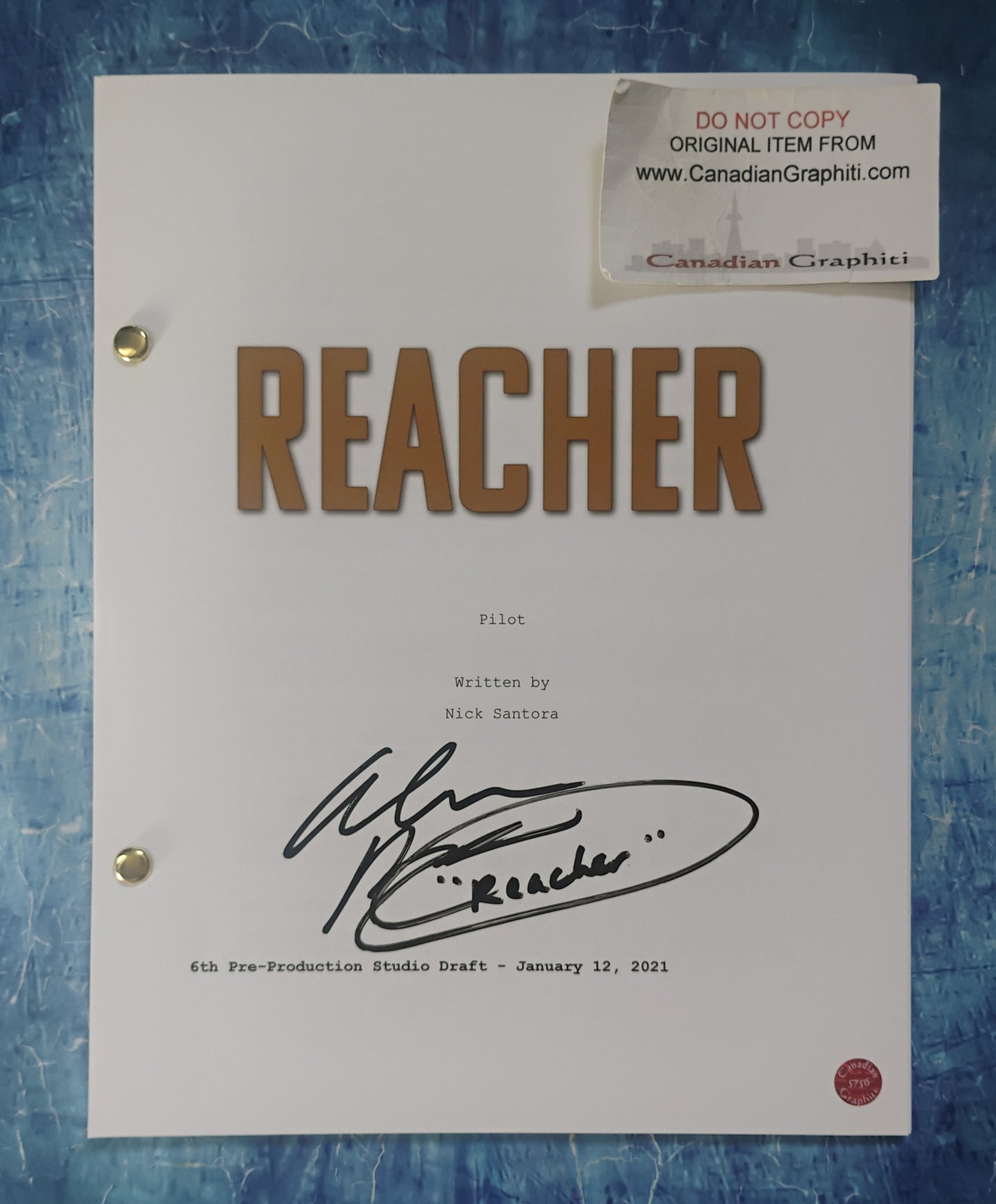 Alan Ritchson Hand Signed Autograph Reacher Script COA