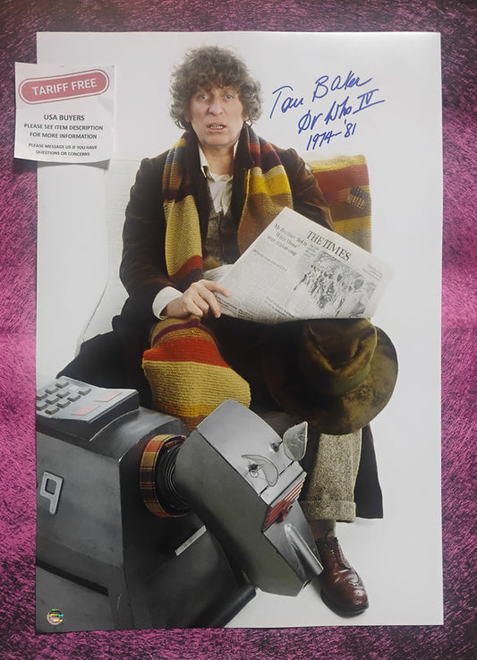 Tom Baker Hand Signed Autograph 13x19 Photo COA Doctor Who