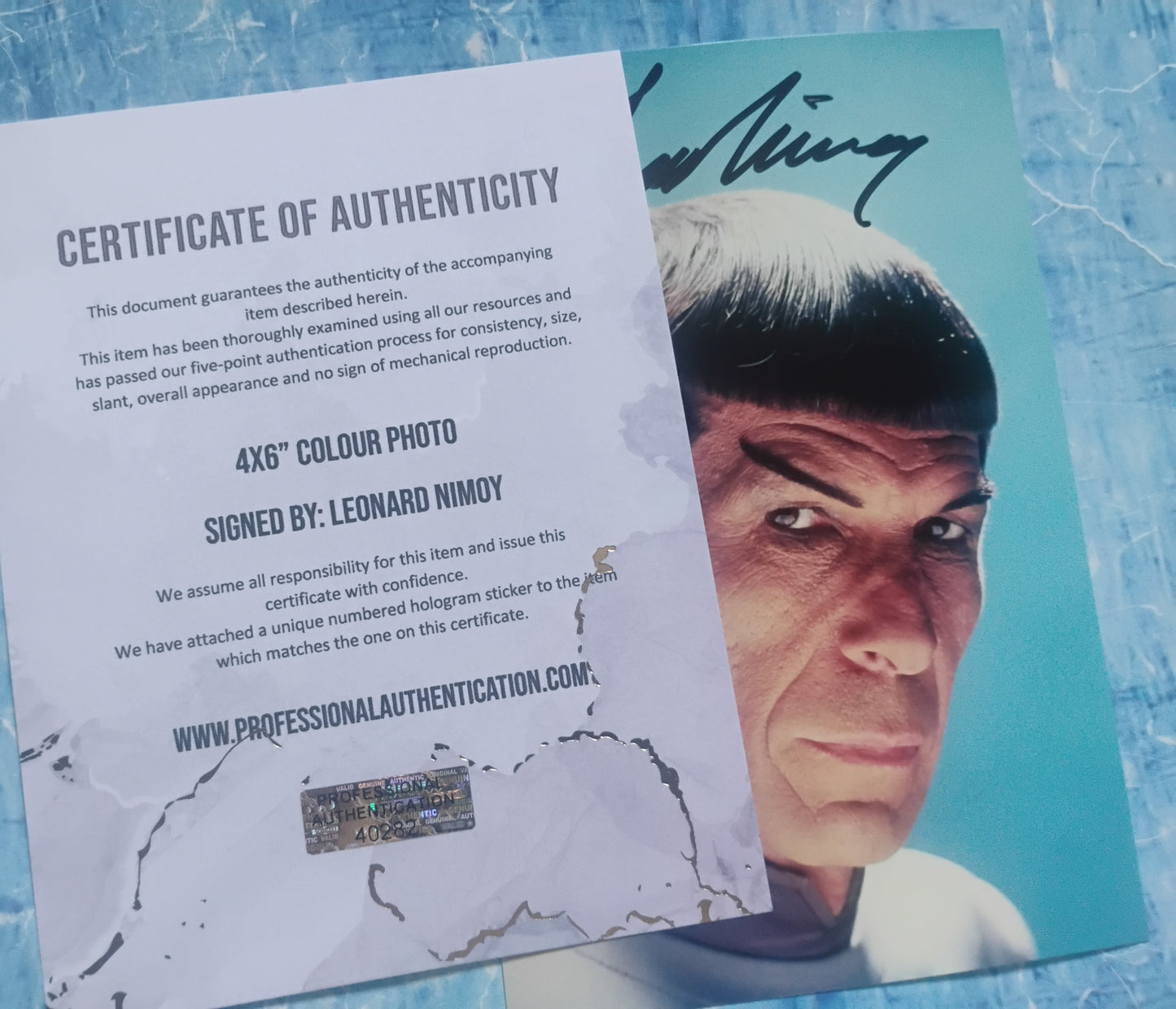 Leonard Nimoy Hand Signed Autograph Photo COA Star Trek