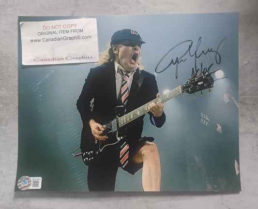 Angus Young AC/DC Hand Signed Autograph 8x10 Photo BAS COA