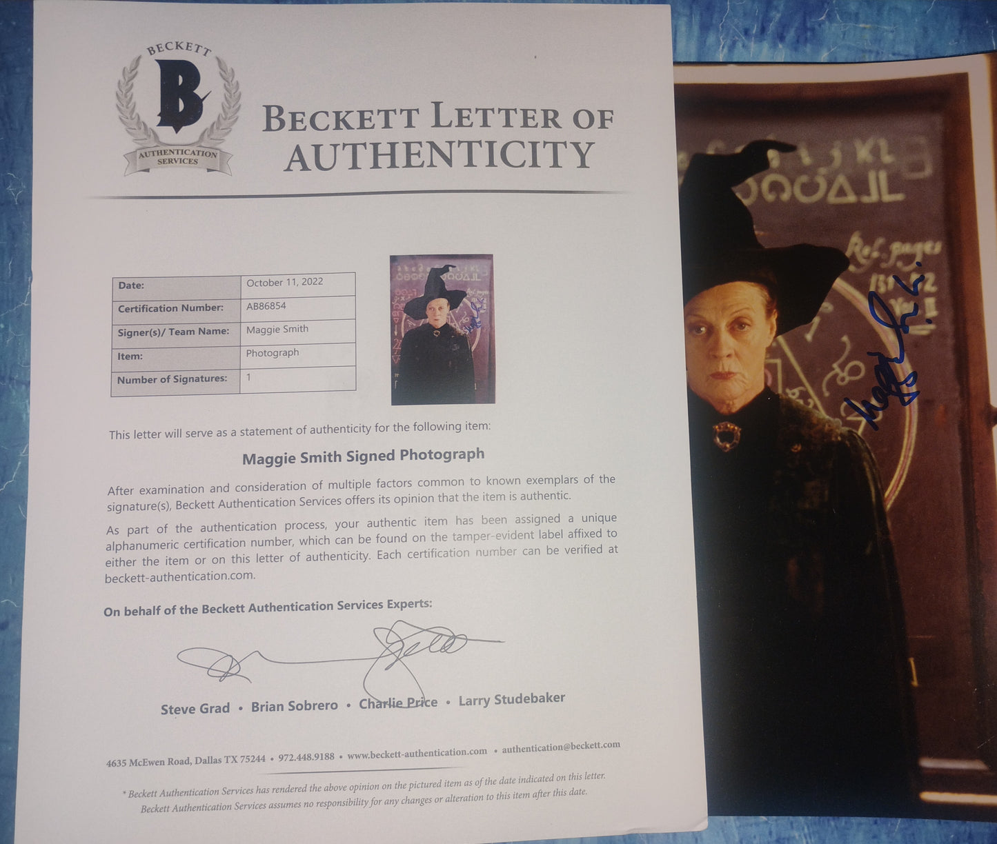 Maggie Smith Hand Signed Autograph 8x10 Photo BAS COA Harry Potter