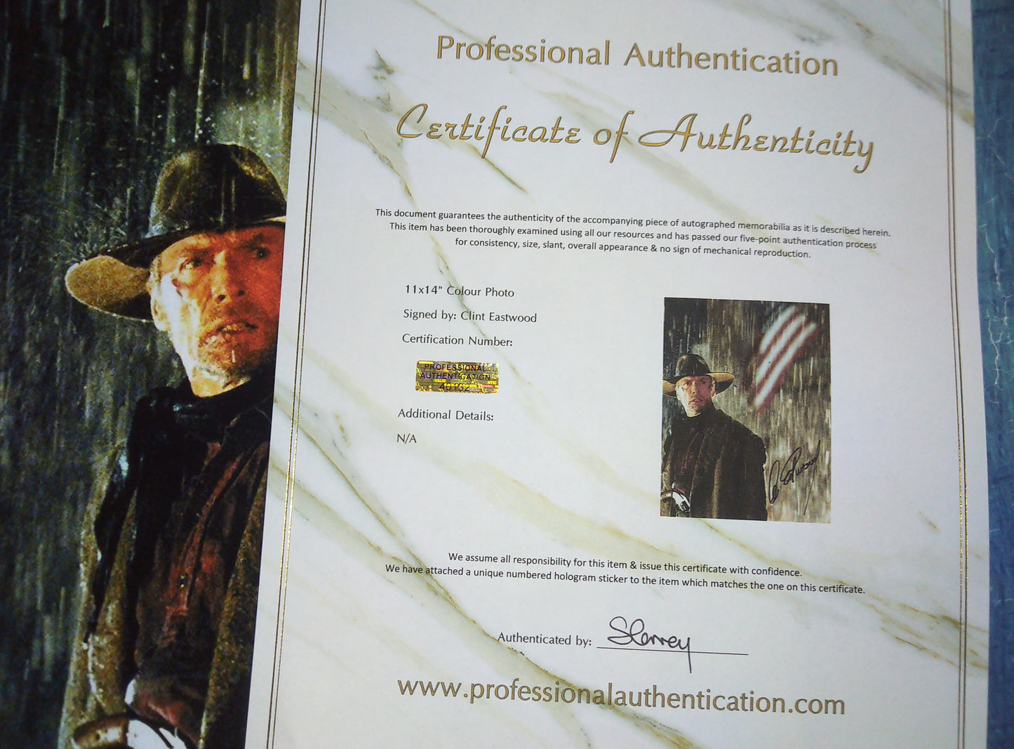 Clint Eastwood Hand Signed Autograph 11x14 Photo COA Unforgiven