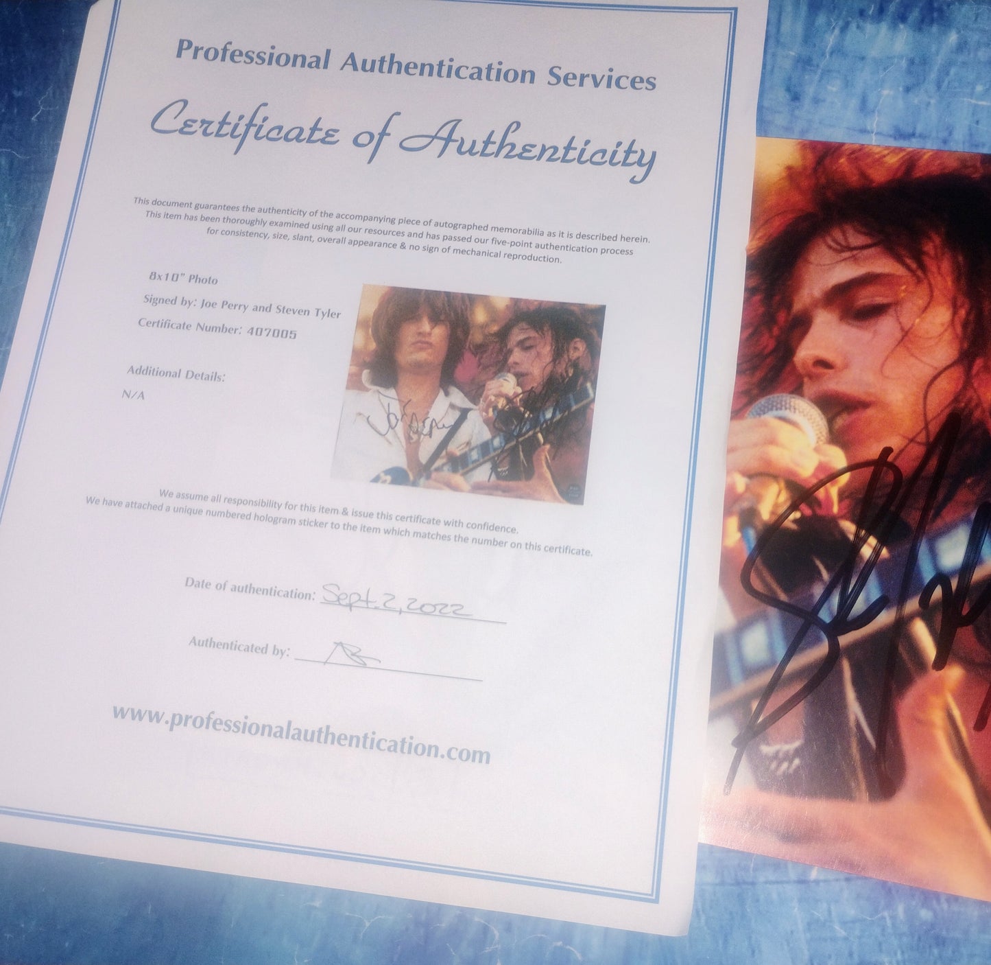 Aerosmith Joe Perry & Steven Tyler Hand Signed Autograph 8x10 Photo COA