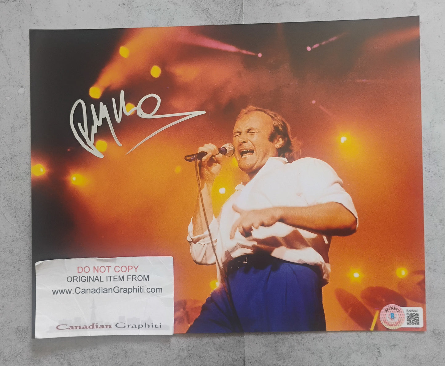 Phil Collins Hand Signed Autograph 8x10 Photo BAS COA
