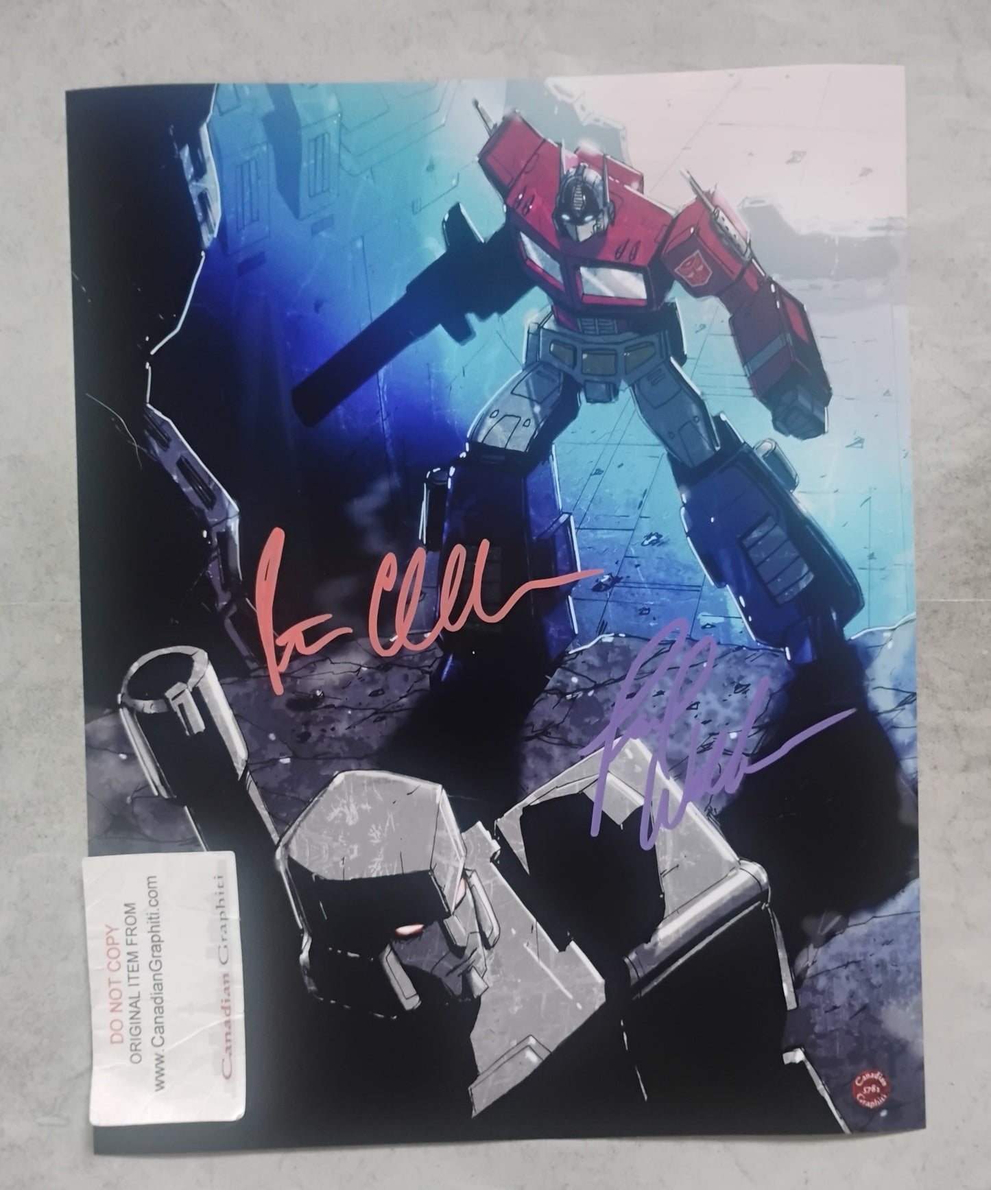 Peter Cullen & Frank Welker Hand Signed Autograph 11x14 Photo COA Transformers