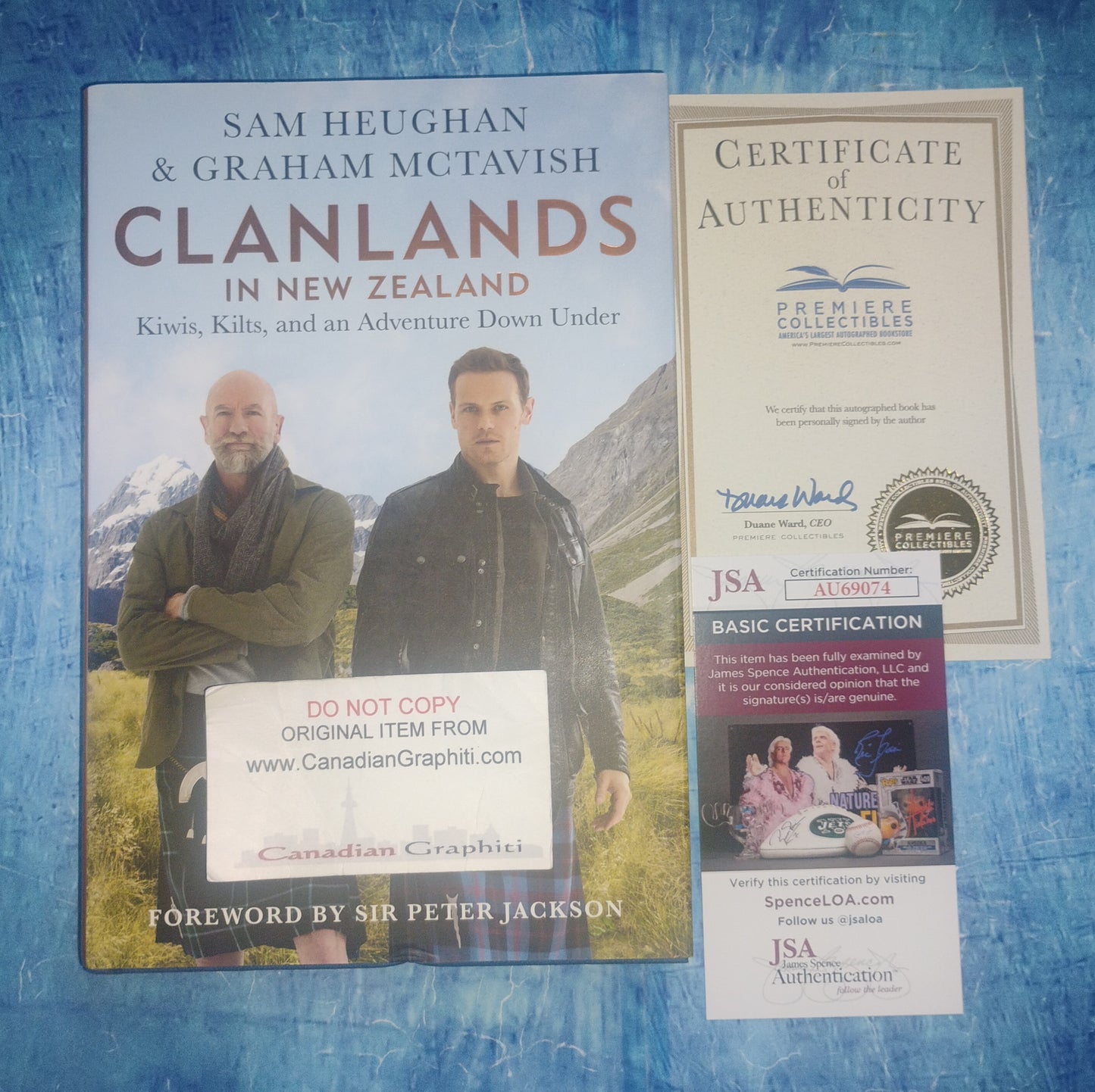 Sam Heughan & Graham McTavish Hand Signed Autograph Clanlands Book JSA COA Outlander