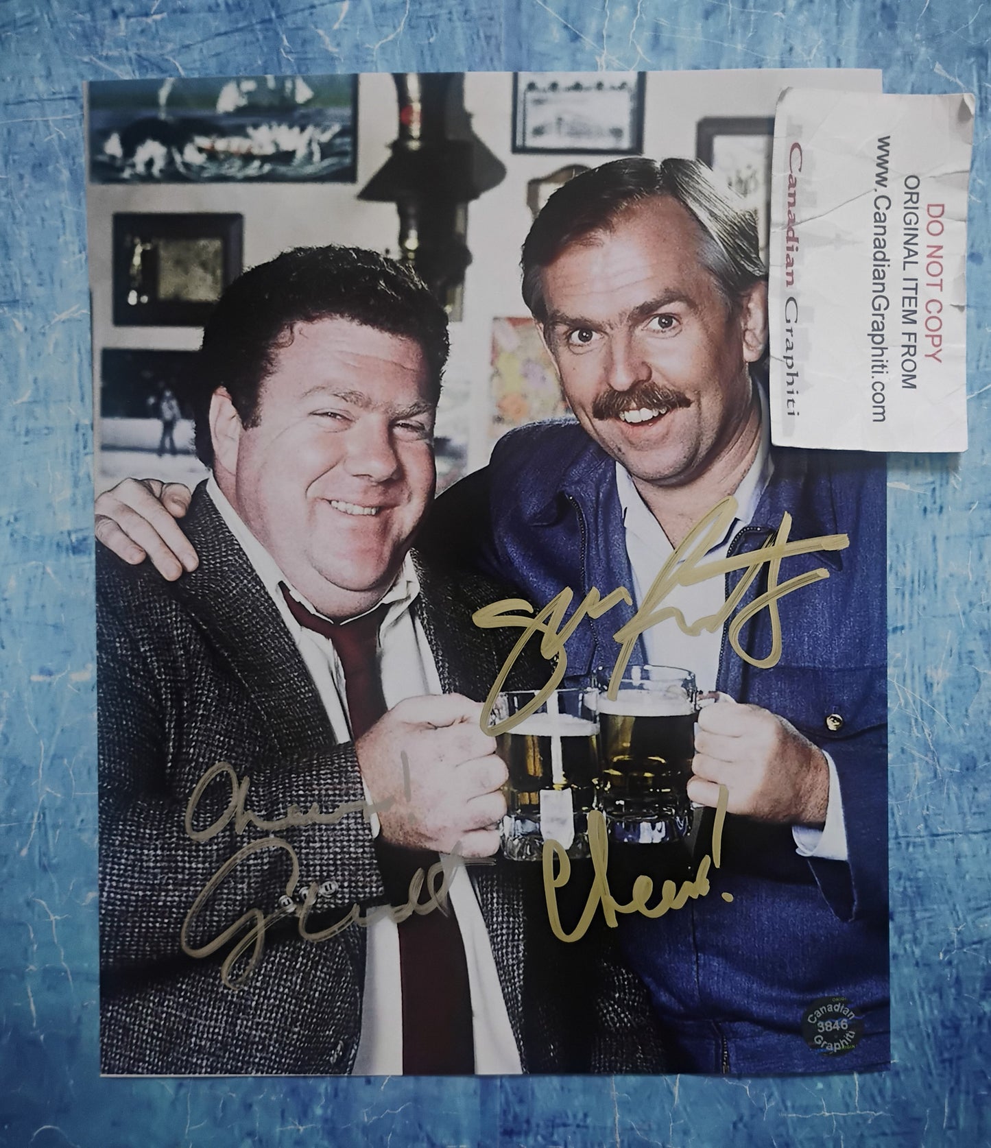 George Wendt & John Ratzenberger Hand Signed Autograph 8x10 Photo COA Cheers