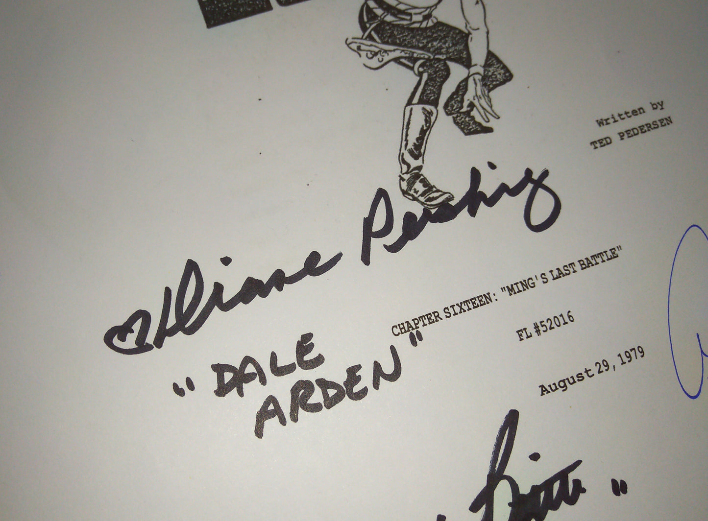 Flash Gordon 3x Cast Hand Signed Autograph Script COA