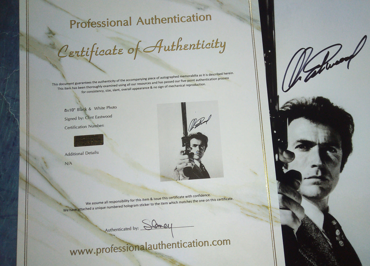 Clint Eastwood Hand Signed Autograph 8x10 Photo COA Dirty Harry
