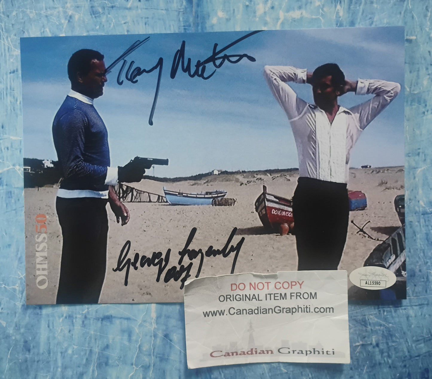 George Lazenby & Terence Mountain Hand Signed Autograph Photo JSA COA James Bond
