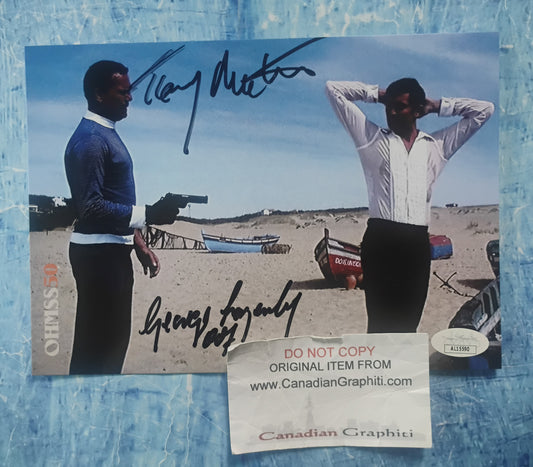 George Lazenby & Terence Mountain Hand Signed Autograph Photo JSA COA James Bond