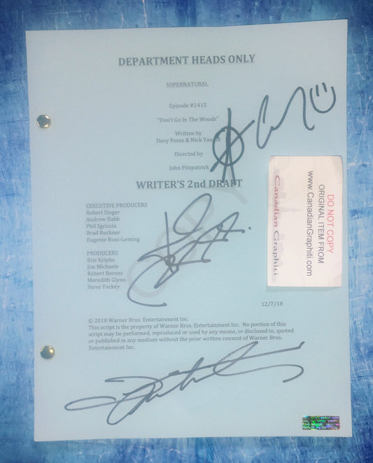 Supernatural 3x Hand Signed Autograph Script COA Jensen Ackles, Jared Padalecki