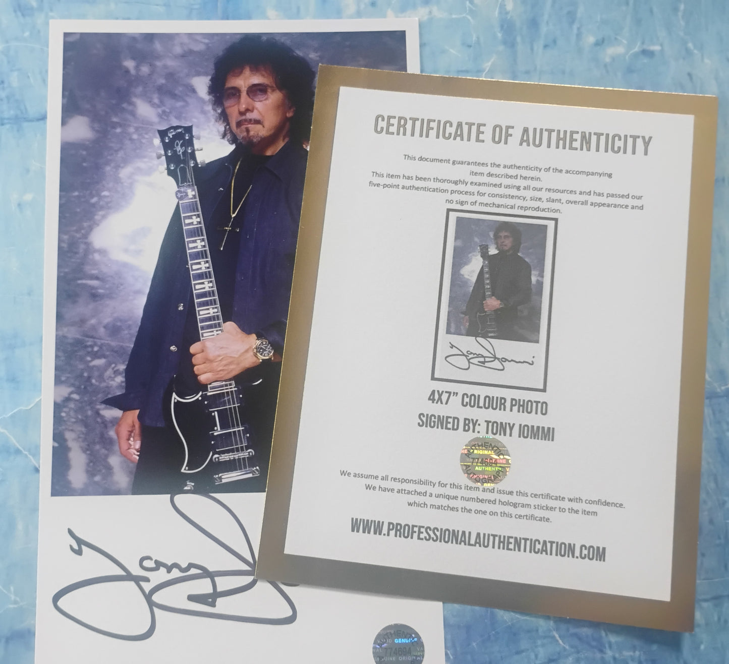 Tony Iommi Hand Signed Autograph Photo COA Black Sabbath