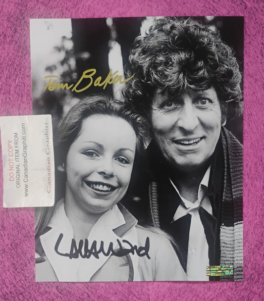 Tom Baker & Lalla Ward Hand Signed Autograph 8x10 Photo COA Doctor Who