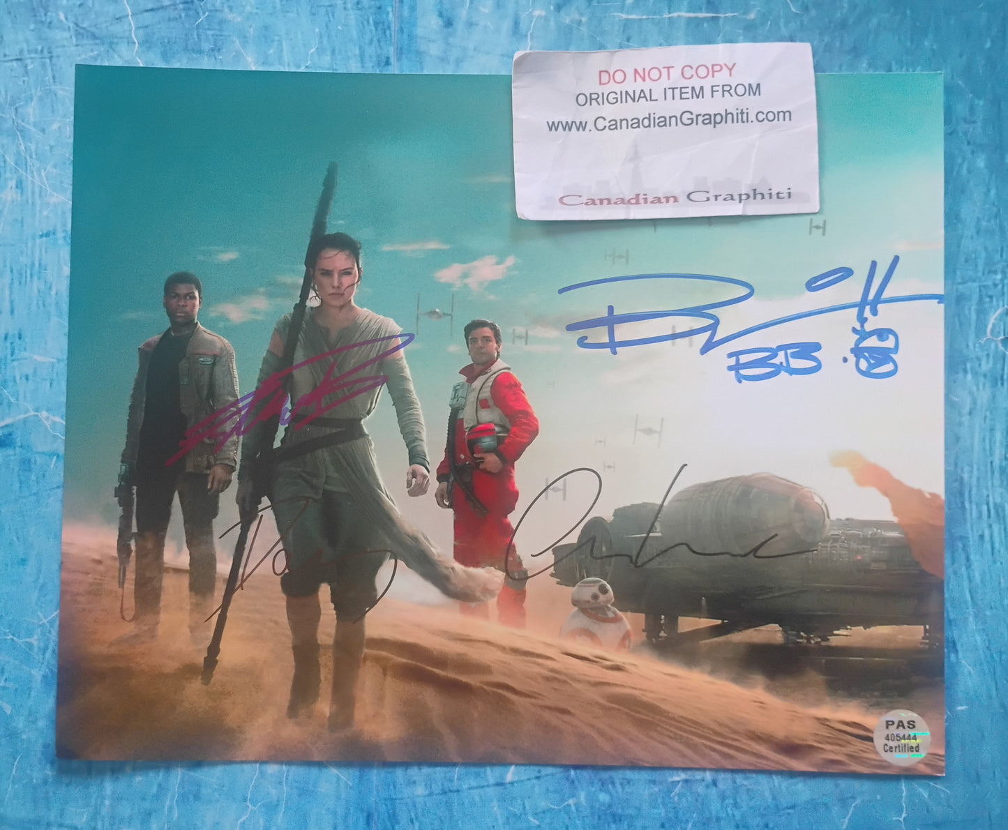 Star Wars 4x Hand Signed 8x10 Photo COA Daisy Ridley, Oscar Isaac, John Boyega & Brian Herring