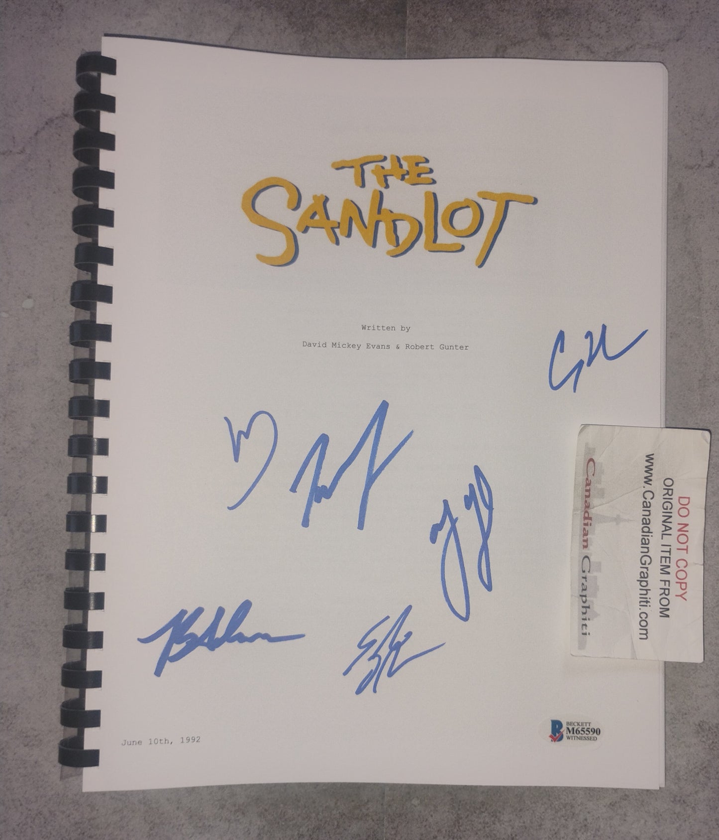 The Sandlot 6x Cast Hand Signed Autograph Script BAS COA