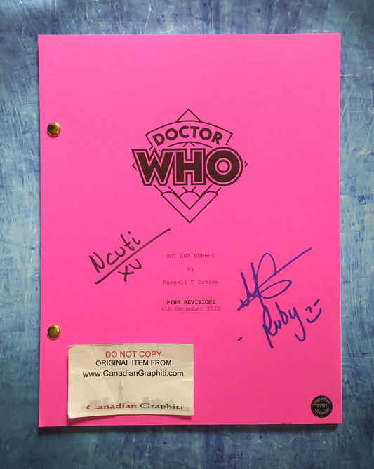 Millie Gibson & Ncuti Gatwa Hand Signed Autograph Doctor Who Script COA
