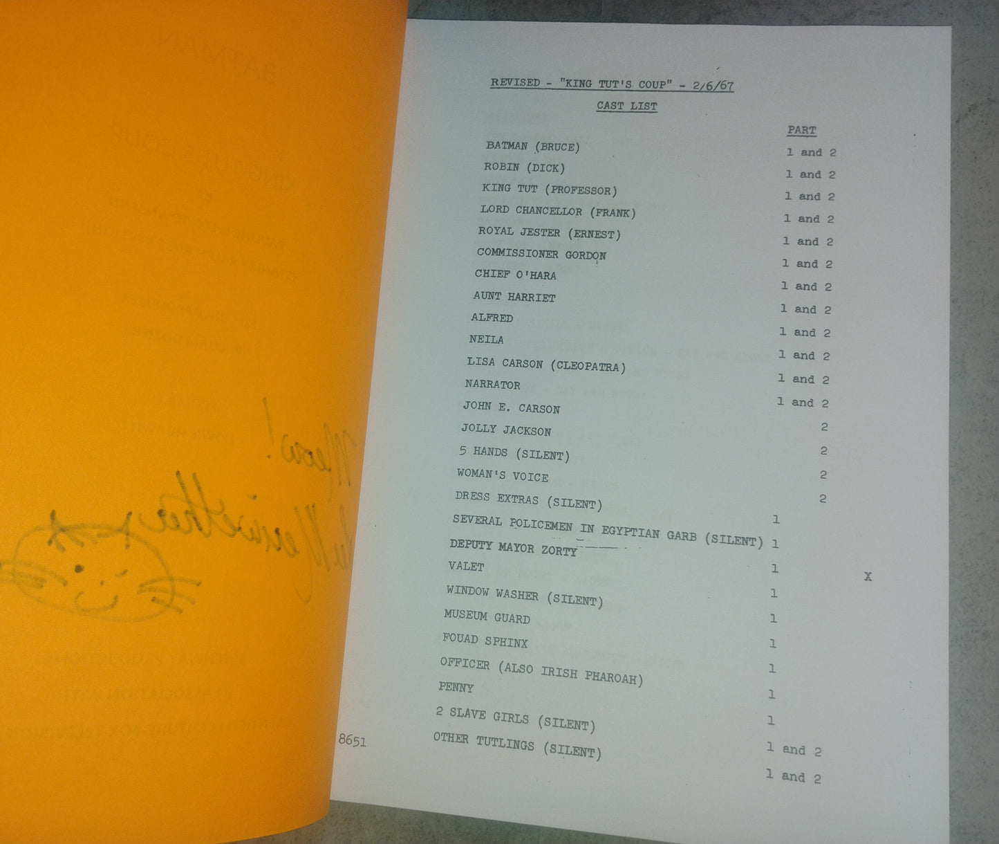 Lee Meriwether Hand Signed Autograph Batman Script COA